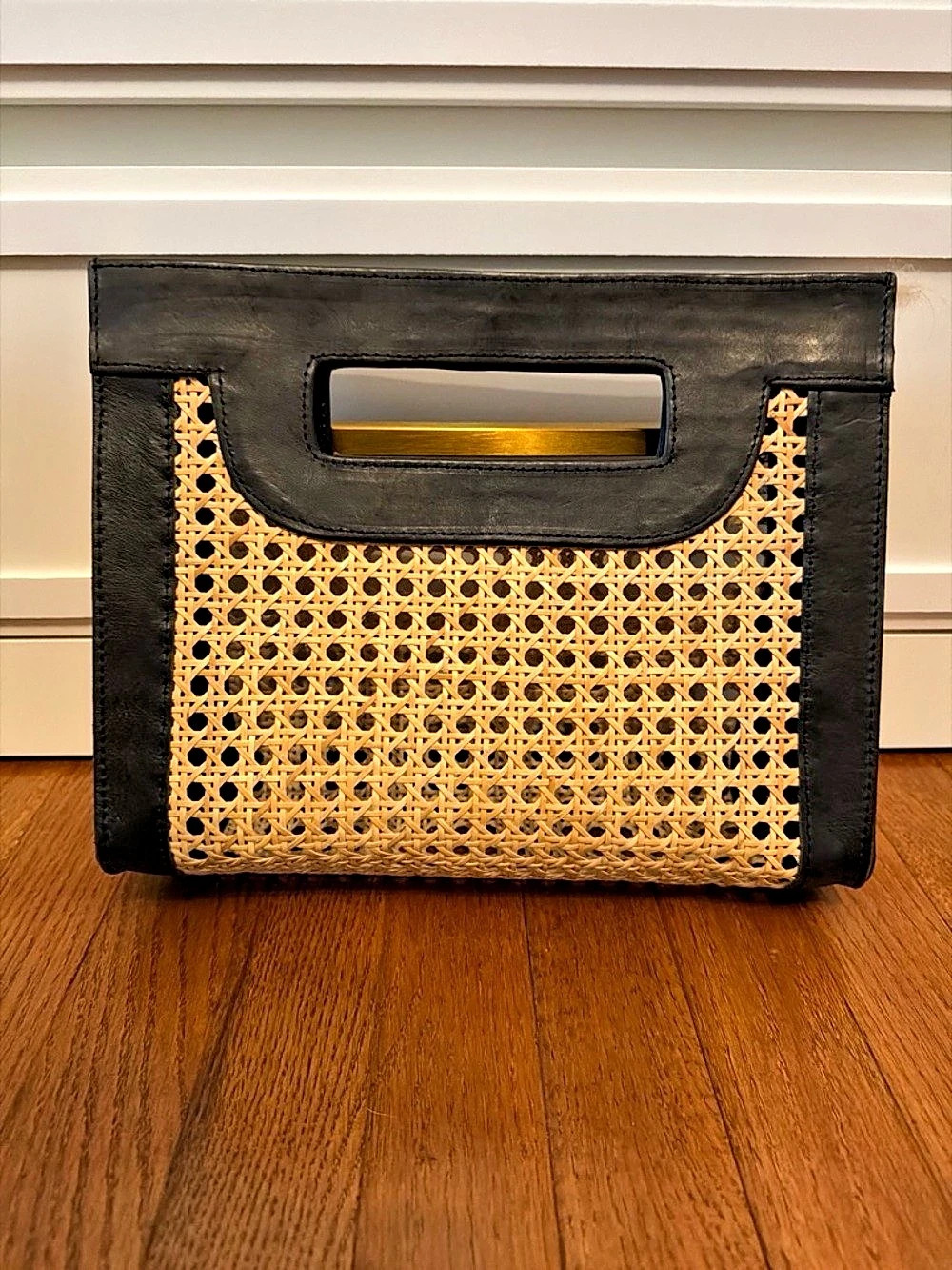 Woven Tote in Black & Brown Like New